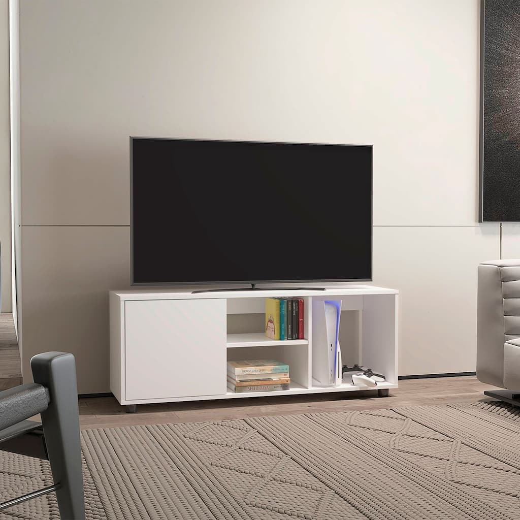TV Stand for 55 Inch Screens with Storage Shelves and Door Modern Design