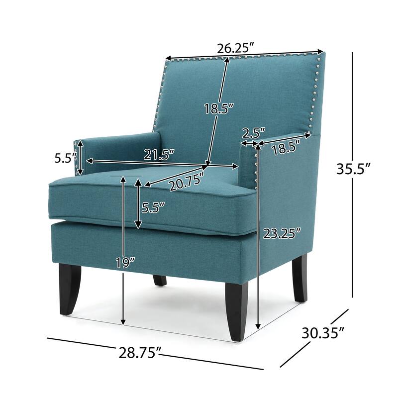 Simple Club Chair Accent Chair Vanity Chair Arm Chair Reading Chair Teal Fabric Padded Chair Leisure Chair