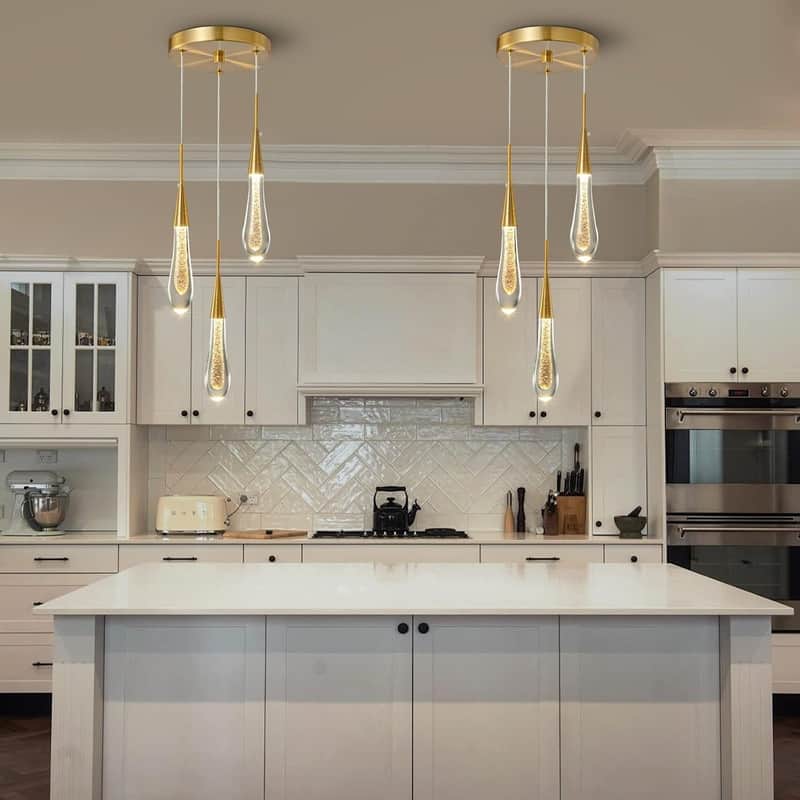 KAYLA Raindrop Chandelier, Modern Glass Pendant Light, Bulb Included