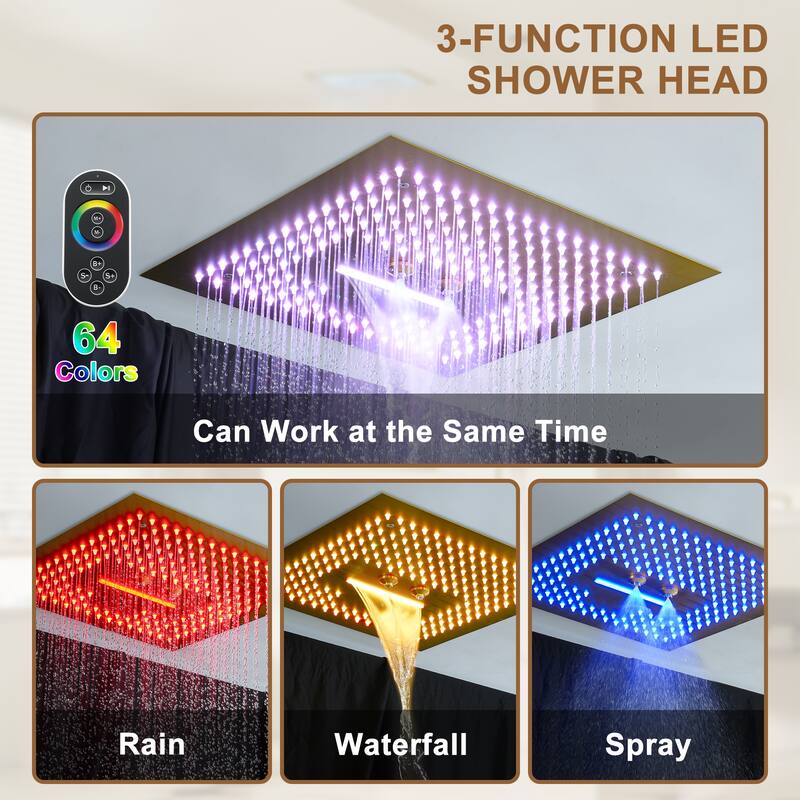 4 Functions Shower System with Multi-Function Remote Control 64 Color Lights