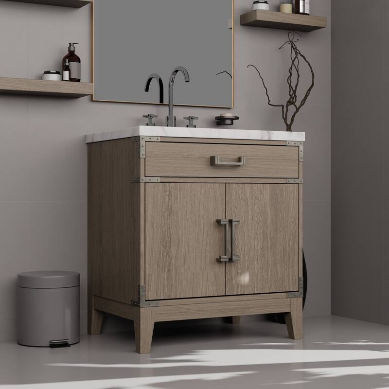 Laurel Bath Vanity Carrara Marble Top, Sink and Faucet