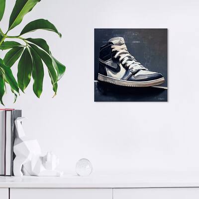 Wynwood Studio Fashion and Glam Obsidian Sneaker Blue and Modern & Contemporary Wall Art Canvas Print