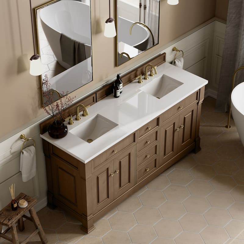 Brookfield 72" Double Vanity, Pecan