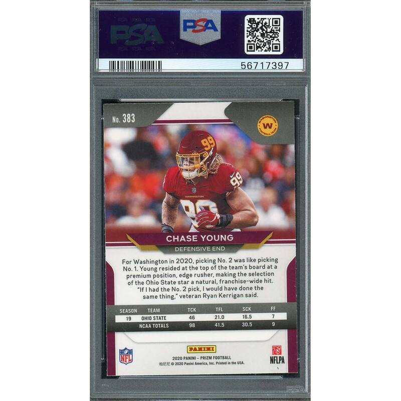 Chase Young 2020 Panini Prizm Football Rookie Card RC #383 Graded PSA 10 - 8'6" x 11'6"