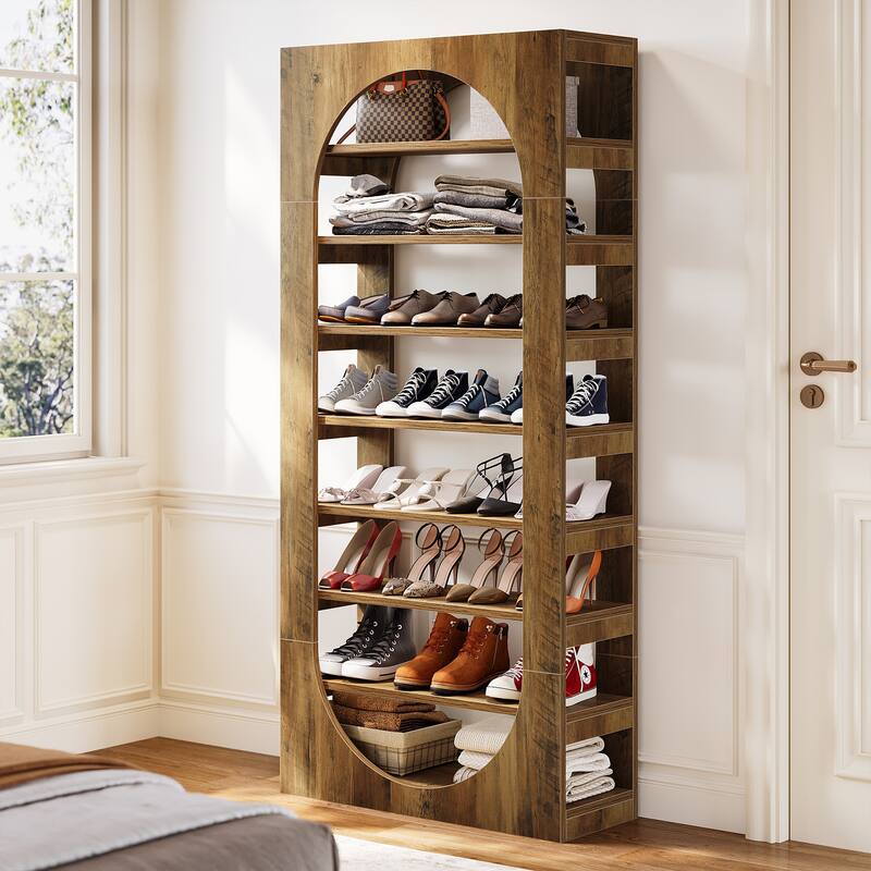 70.87" Shoe Rack, Wooden Shoe Cabinet, Large Capacity Shoe Organizer for Closet, Entryway, Hallway, Living Room - NaturalWood