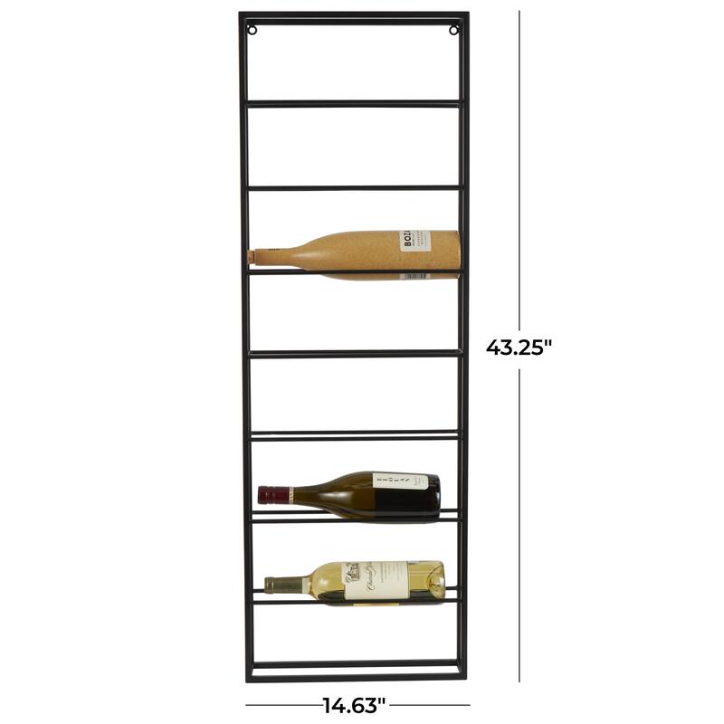 Metal Minimalistic 8 Bottle Wall Wine Rack with Open Style Frame - Black - Roche River Decor