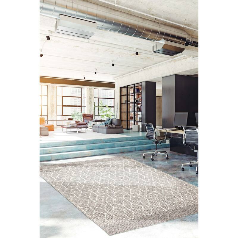ECARPETGALLERY Braid weave Sienna Grey Wool Rug - 5'1 x 8'1