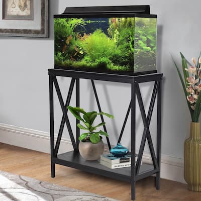 Aquatic Fundamentals 29/37 Gallon Steel X-Frame Aquarium Stand in Black