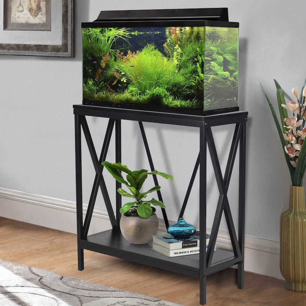 Aquatic Fundamentals 29/37 Gallon Steel X-Frame Aquarium Stand in Black