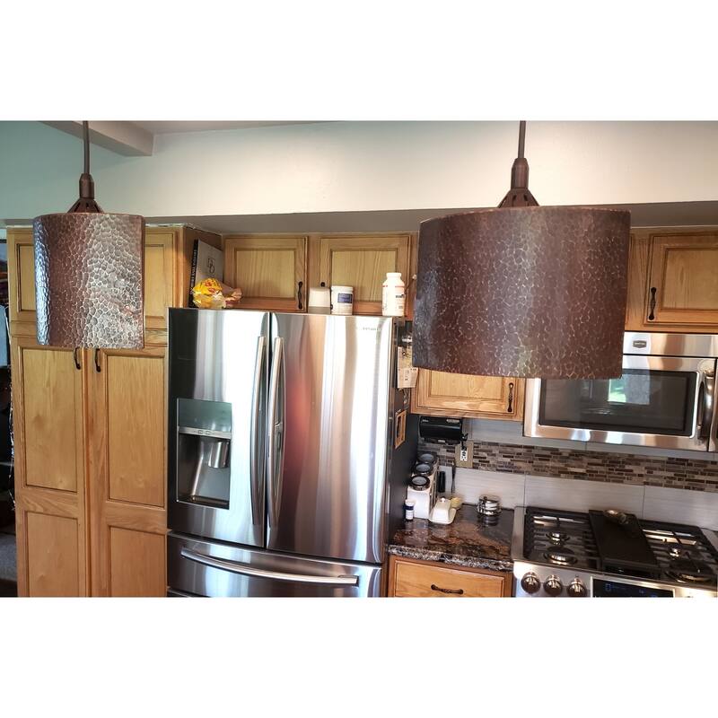Hammered Copper 8-in Oval Cylinder Pendant Light in Oil Rubbed Bronze (L800DB)