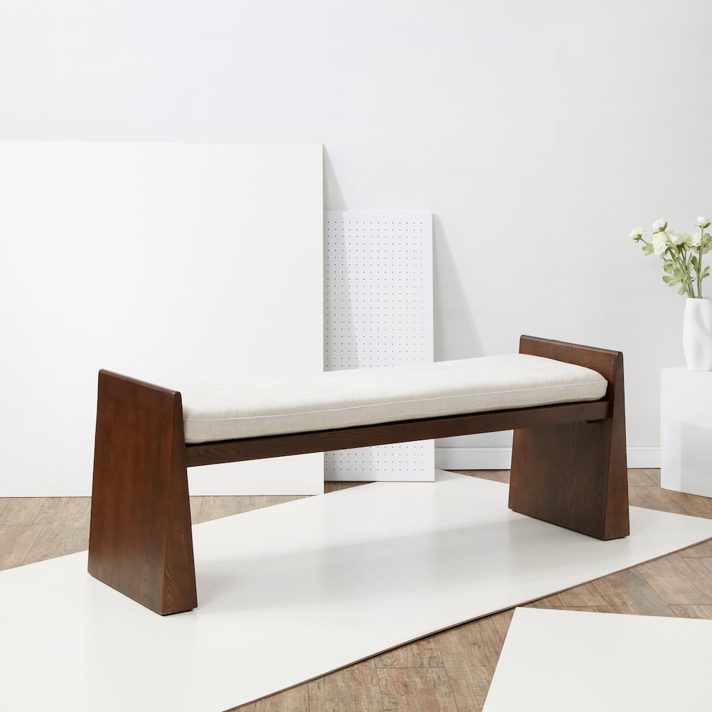 SAFAVIEH Couture Alecsandra Wood Bench - 60 In W x 18 In D x 22 In H - 60Wx18Dx22H