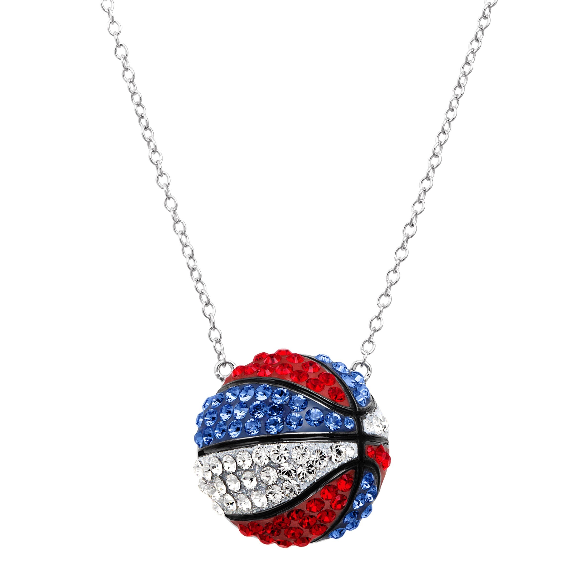 Shop Crystaluxe Red White Blue Basketball Necklace With