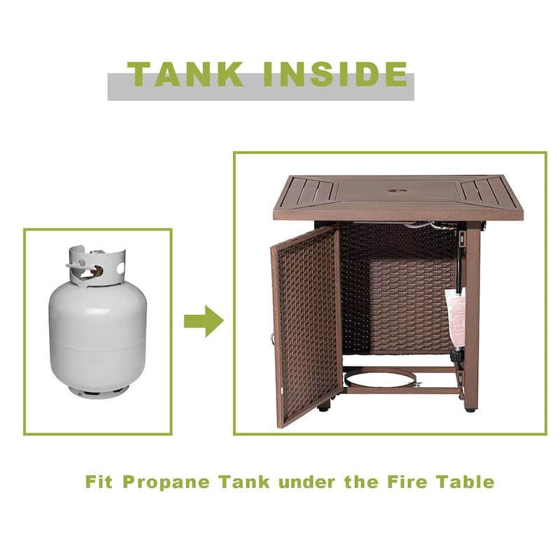 COSIEST Outdoor Metal Square Fire Pit Table w Wind Guard