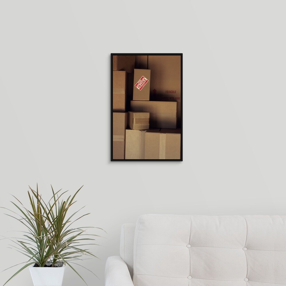 Stacked shipping boxes Black Float Frame Canvas Art - Bed Bath & Beyond -  25514849