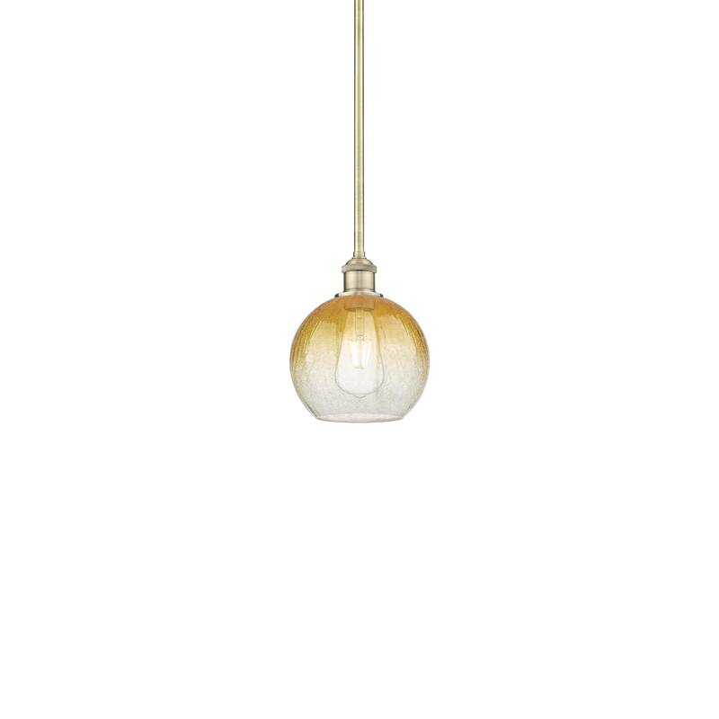 Innovations Lighting 616-1S-10-8 Brookhaven Globe Pendant Brookhaven - Antique Brass / Amber