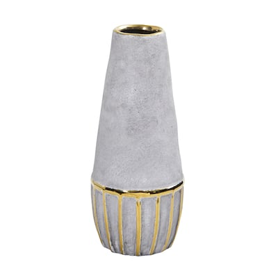 10" Regal Stone Decorative Vase with Gold Accents