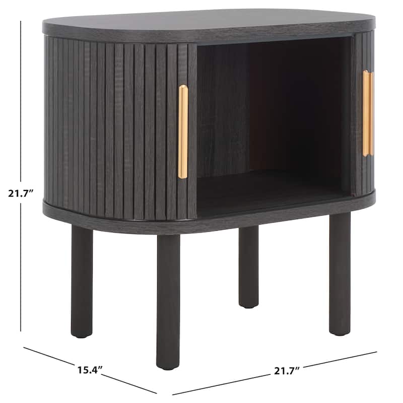 SAFAVIEH Home Tealla 2 Tambour Door Nightstand - Distressed Black/Gold