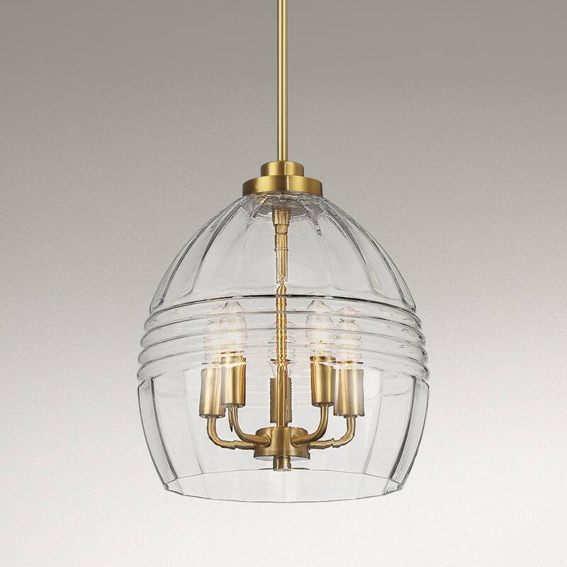 Yert 5-Light Pendant Hanging Light with Clear Glass - Gold