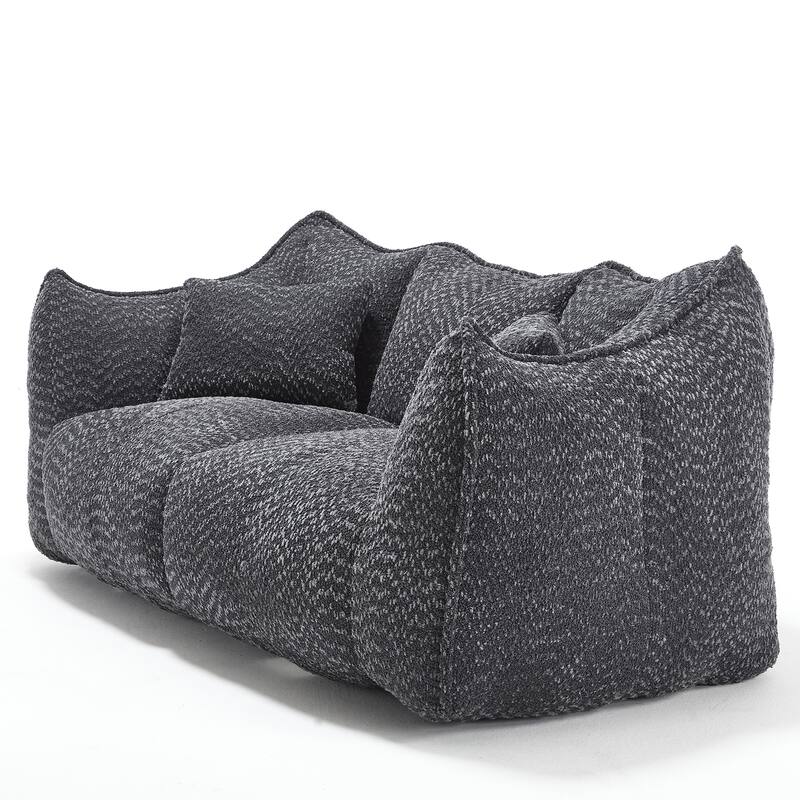 73.2" Chenille Oversized Beanbag Sofa Chair with High-Resilience Foam, Armrests and Handles