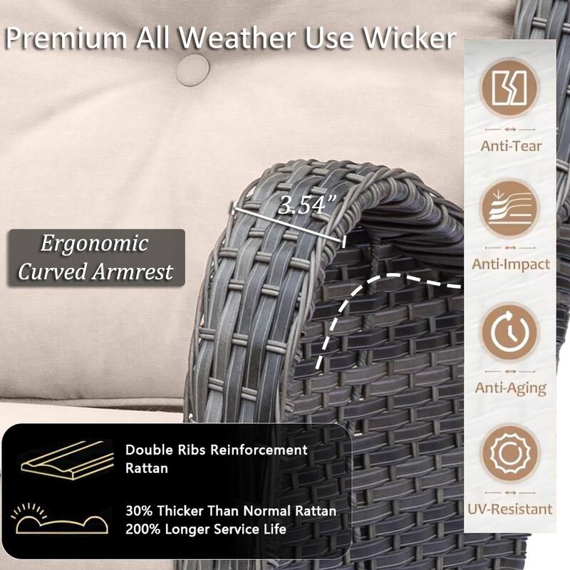 High Back Wicker Patio Furniture Outdoor Swivel Chair Set with Cushion