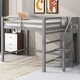 preview thumbnail 1 of 28, Full Size Loft Bed with Built-in Wardrobe and Staircase Grey