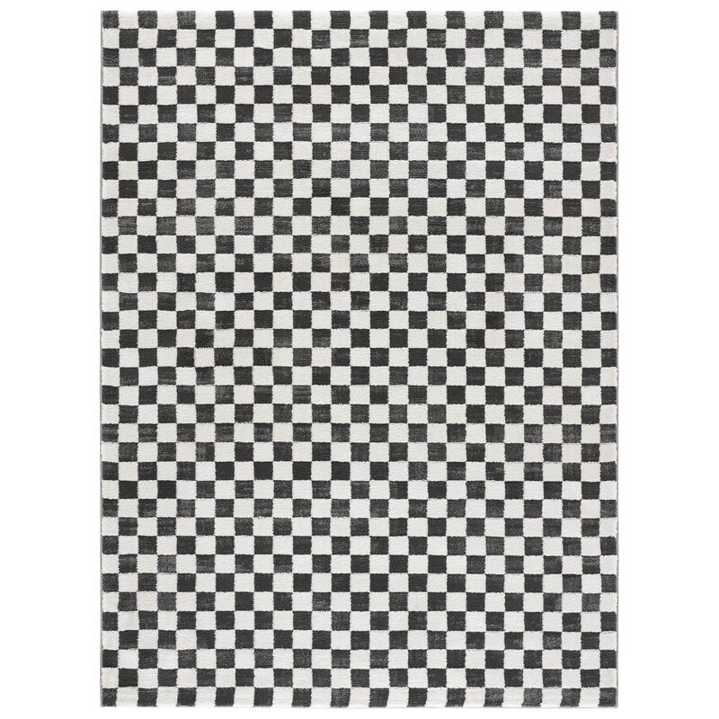 SAFAVIEH Lunara Orli Checkered Area Rug - Black/Ivory - 4' x 6'