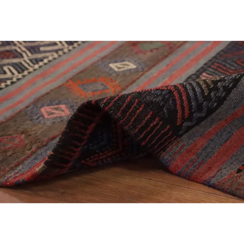 Hand Woven Oriental 100% Wool Carpet Southwestern Tribal Multi-Colored Kilim Area Rug - 7' 7'' X 5' 3''