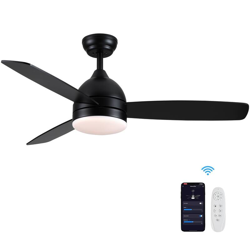 Quiet Airflow Smart Ceiling Fan with 3 Dimmable LED Light & 6-Speed Wind Control, Reversible DC Motor