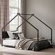 preview thumbnail 13 of 34, Twin Size Kids' House Bed Frame with Canopy, Built-In Multi-Color LED Lights, Sturdy Metal Slats, Low-Profile Design Twin Black - Twin