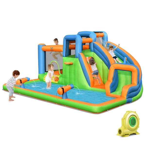 slide 2 of 6, 7 in 1 Inflatable Water Park Giant Bounce House W/ 735W Blower - w/ 735W Blower w/ 735W Blower