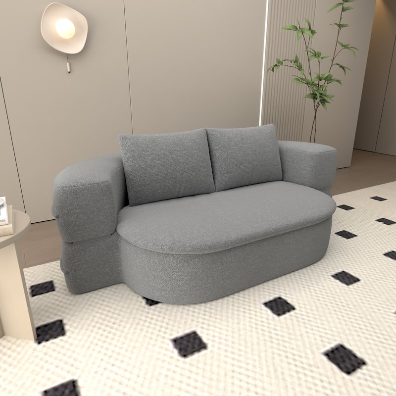 2-in-1 Lazy Couch Futon Loveseat Sofa Convertible Twin Size Floor Bed Foldable Mattress Comfy Lounge Chair with 2 Pillows