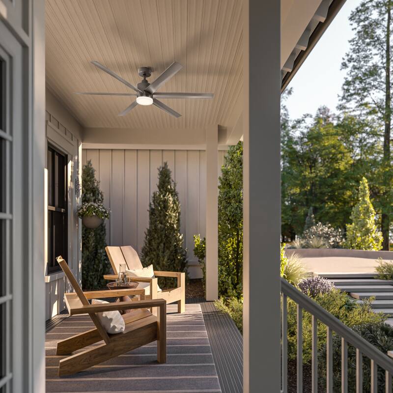 Kichler Lighting Loa 65 Inch Ceiling Fan with Satin Etch Cased Opal Glass in Brushed Nickel with Silver Blades