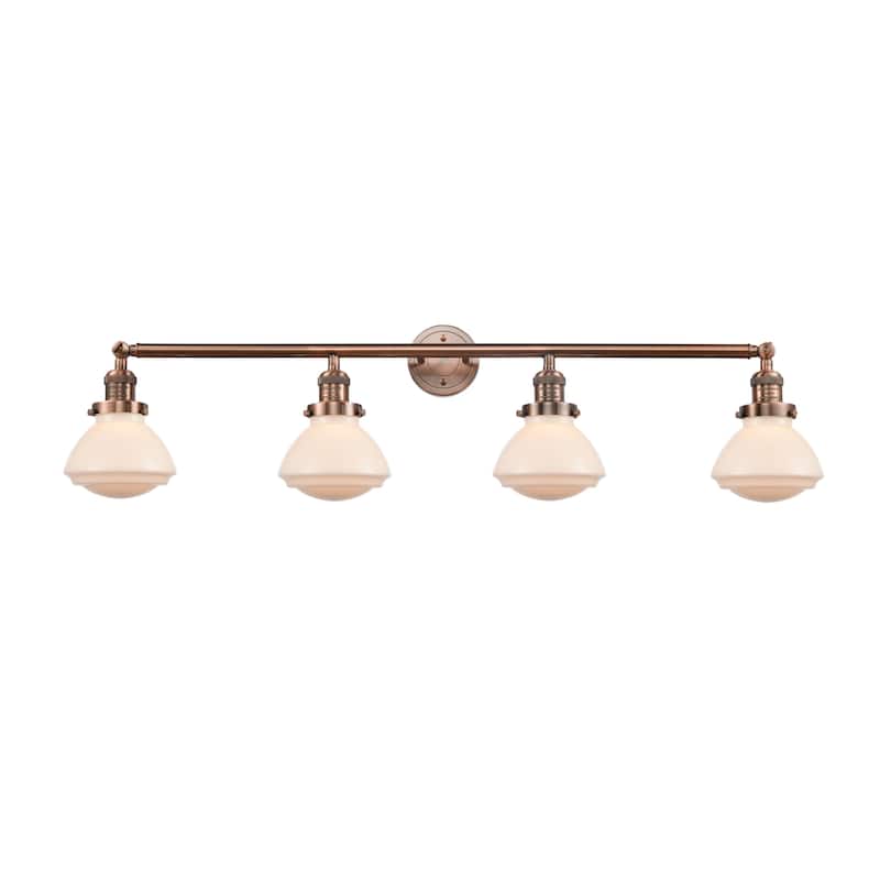 Innovations Lighting Olean 4 Light 43" Wide Bathroom Vanity Light - Antique Copper / Matte White