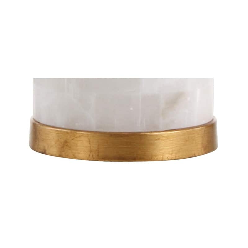 Versailles 25.5" Alabaster LED Table Lamp, White/Gold Leaf by JONATHAN Y