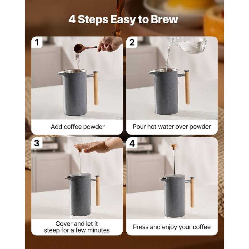 French Press Coffee Maker for Cold Brew and Hot Coffee - 7.09 x 4.13 x 8.66 inch