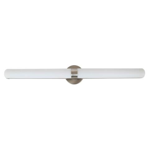 LED Light Vanity Lamp in Brushed Nickel Finish and White Acrylic Shade - 4L x 37.5W x 5.5H in.