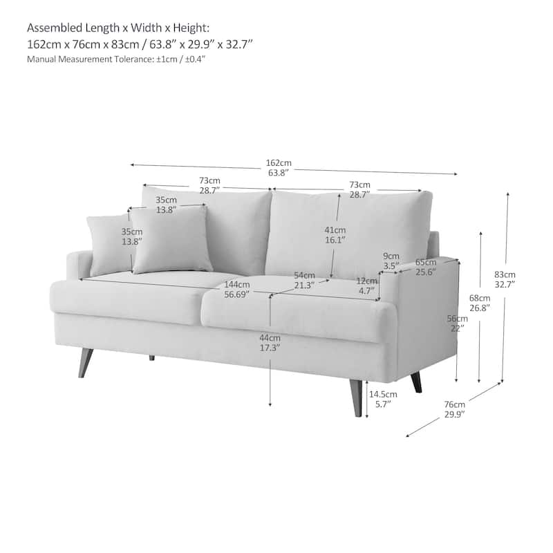 Fabric Upholstered Loveseat Modern Sofa Couch for Living Room Bedroom Apartment
