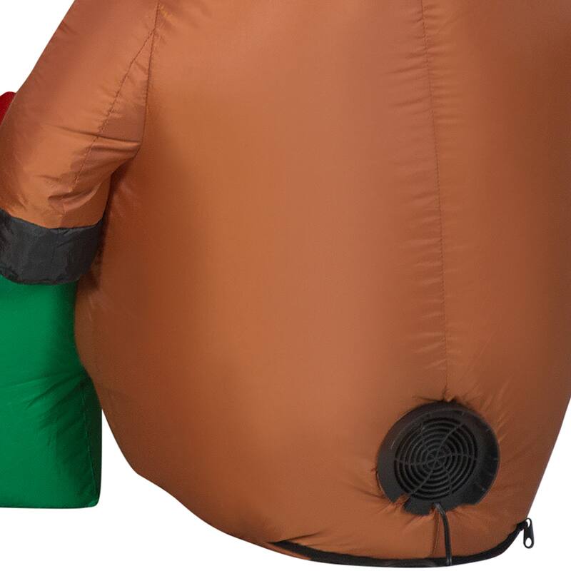 Gemmy Christmas Inflatable Santa, Reindeer and Penguin Trio, 4.5 ft Tall