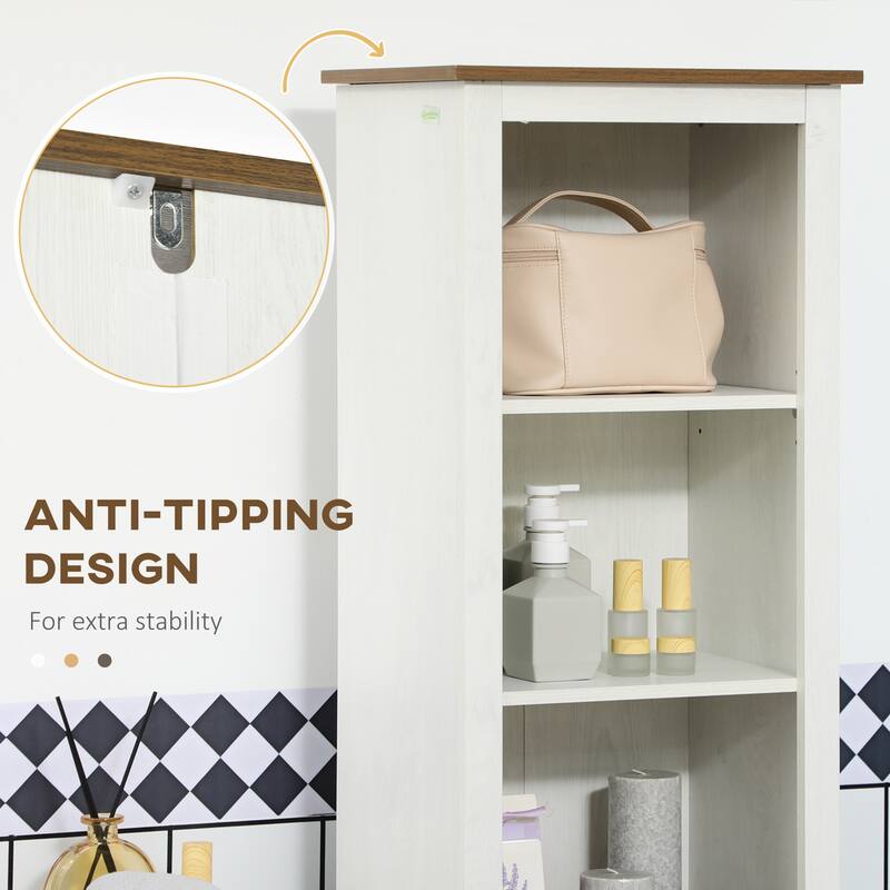 Kleankin Slim Bathroom Storage Cabinet With Triple Open Shelves - White