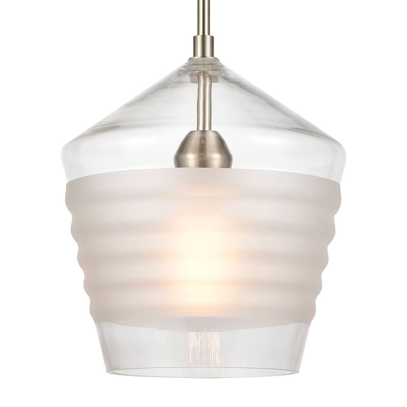 Elk Home Konis Satin Nickel With Frosted Ribbed Glass 1 Light Pendant