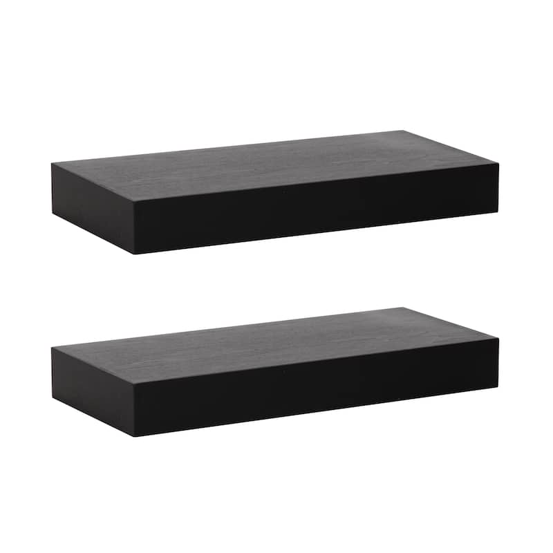 Kate and Laurel Havlock Wood Shelf Set - 2 Piece 18 inch - Black
