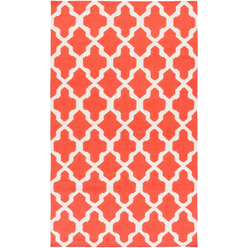 Hand-Woven Ashley Lattice Reverisble Flatweave Wool Area Rug - 5' x 8'