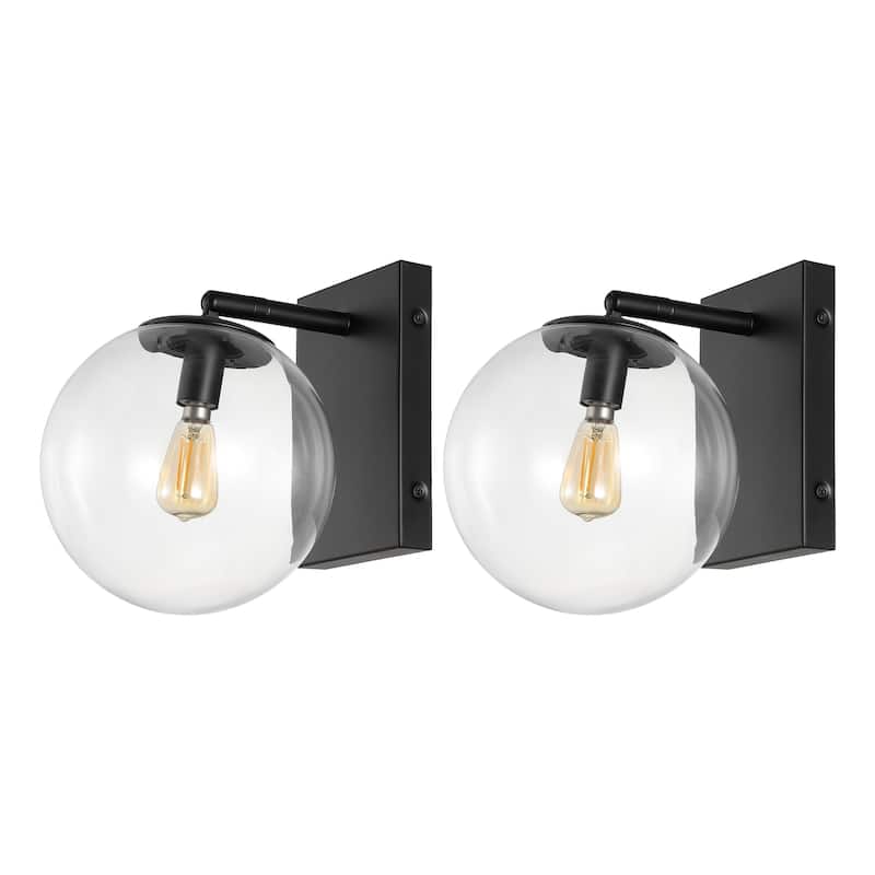 SAFAVIEH Lighting Suada 9-inch Glass Orb Wall Sconce with Bulbs (Set of 2) - 8.5 In. W x 7 In. Dx 8.5 In. H - 9Wx7Dx9H