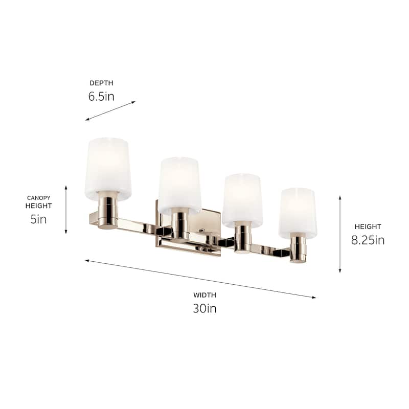 Adani 30 in. 4-Light Bathroom Vanity Light with Opal Glass