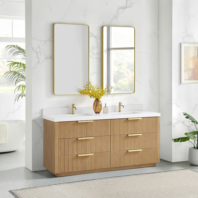 Santarem Double Vanity with Pure White Quartz Stone Top without Mirror