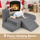 preview thumbnail 2 of 8, Gymax 6 Pcs Toddler Climbing Blocks w/ Handles Chenille Fabric Cover - Grey - See Details