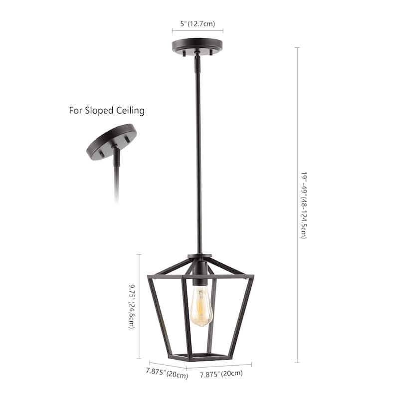 Amara 7.88" 1-Light Industrial Farmhouse Iron LED Pendant, Oil Rubbed Bronze by JONATHAN Y
