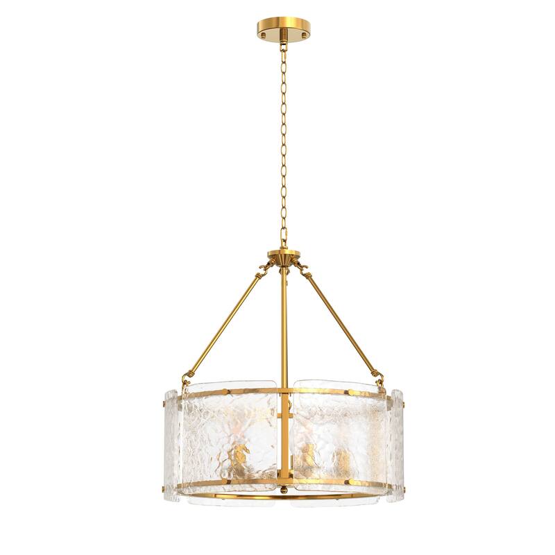Brass 5-Light Branch Chandelier with Curved Glass Shades, E12 Base