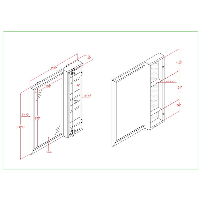 Woolf Industrial Sliver Metal Wall Mirror with Cabinet by Carbon Loft