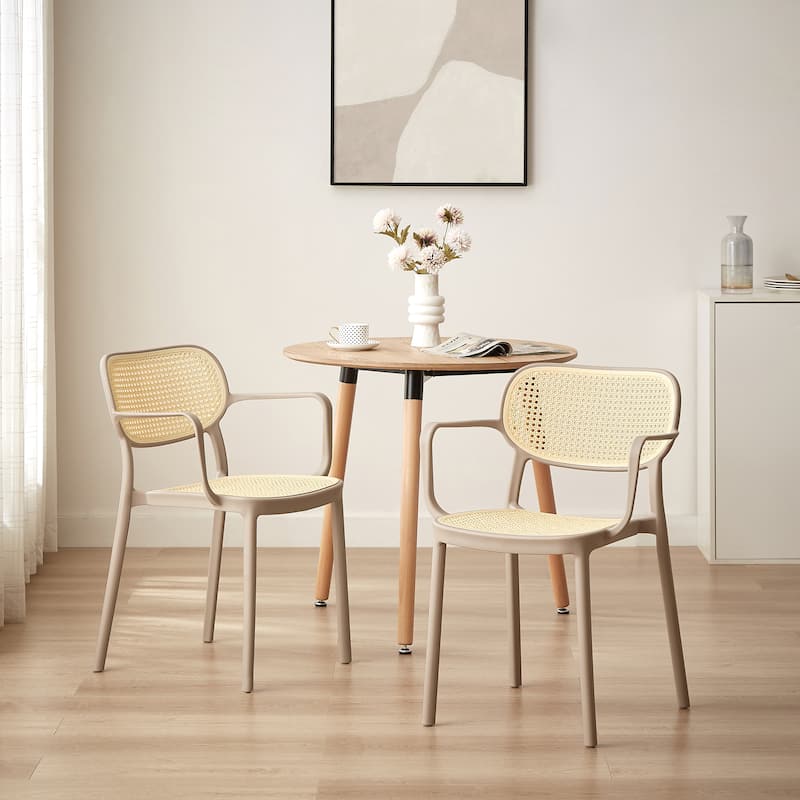 Art Leon Set of 2 Modern Stackable Indoor or Outdoor Dining Chair